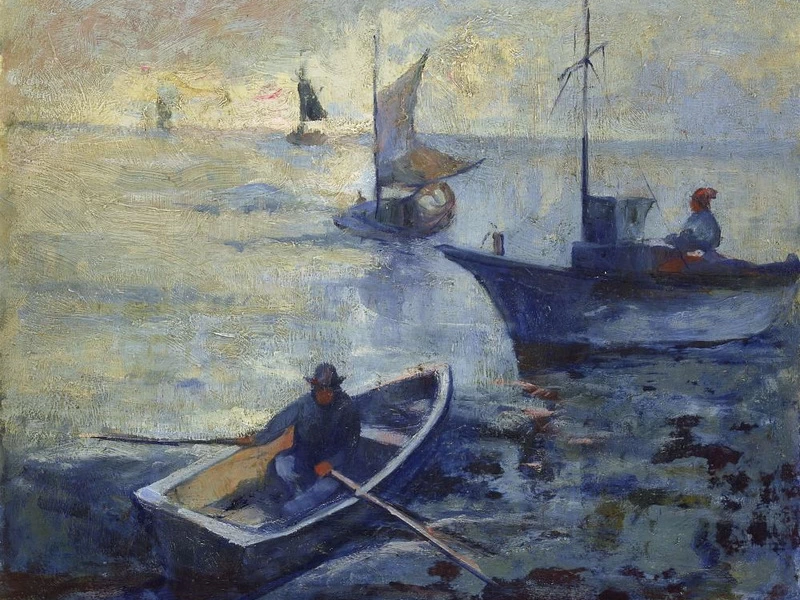 1890-Auguste-François Pierre Gay - Uomo in barca a remi